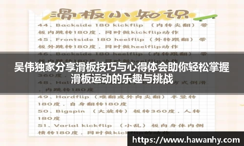 吴伟独家分享滑板技巧与心得体会助你轻松掌握滑板运动的乐趣与挑战